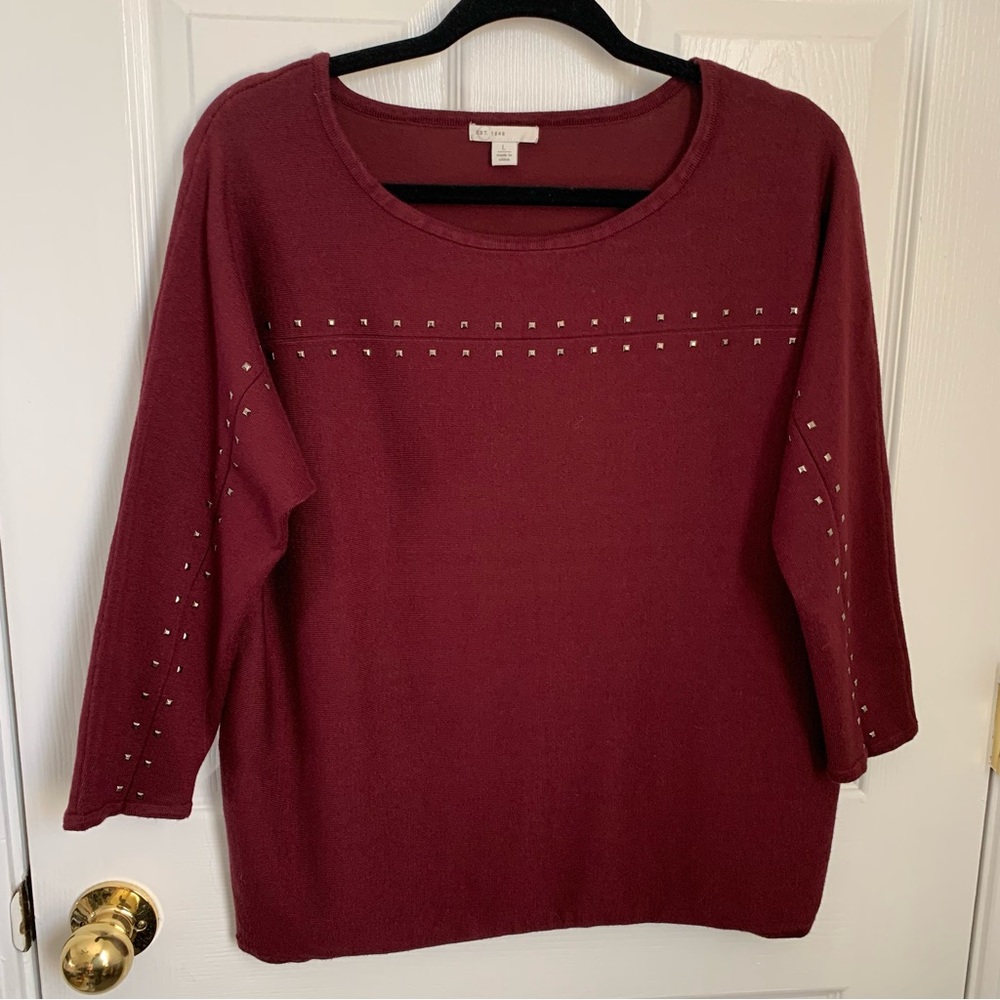 Cato burgundy 3/4 sleeve shirt with studs size L